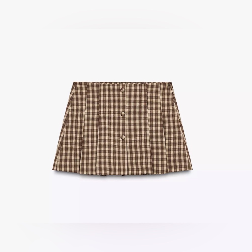 ZARA PLAID SKORT XS